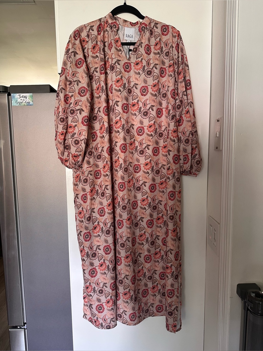 RAGA brown Floral Midi Dress with Long Sleeves. NWT, small